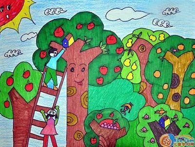 丰收的秋天儿童画作品绘画作品儿童学习网-82kb