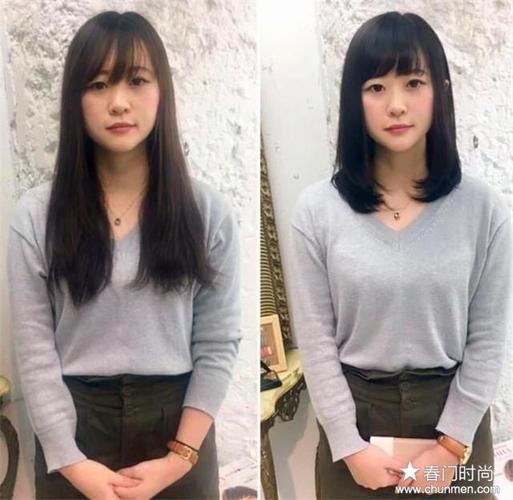 长发女生剪成短发后的对比照 你觉得哪个更好看?
