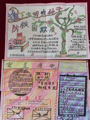 汤阴县任固镇岳儿寨中心小学四一班关于校园防欺凌和安全用电的手抄报