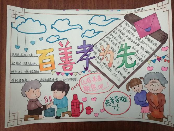 写美篇          一,开展"敬老孝老爱老"主题手抄报教育实践活动,广泛