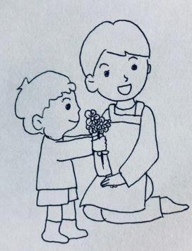 母亲节简笔画黑白图片简单又漂亮