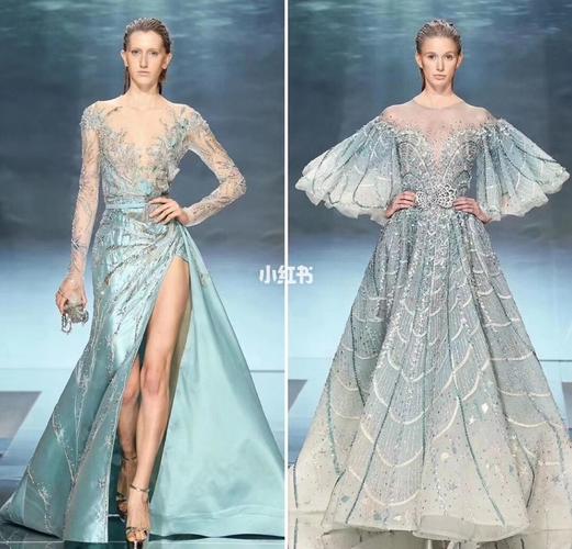 高定#高级感的礼服高定秀场前方图来啦_礼服_秀场_婚纱_豆沙粉_大庆