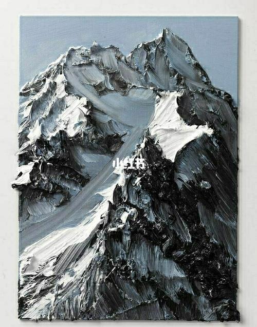色彩刮刀画雪山_色彩_人文_绘画