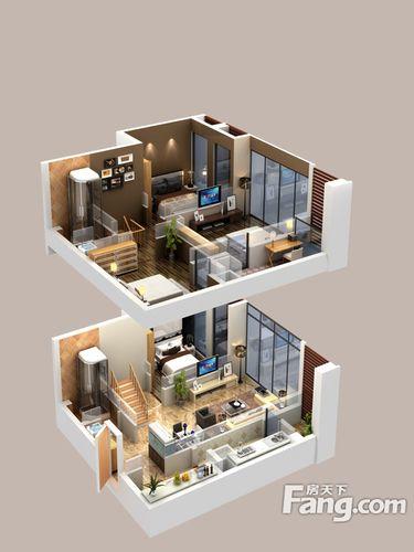 北大资源梦想城户型图一期loft公寓a1户型图2室2厅2卫1厨