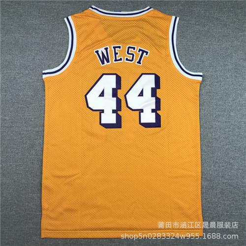 现货批发nba球衣 湖人队44号杰里.韦斯特 复古网眼 运动球服