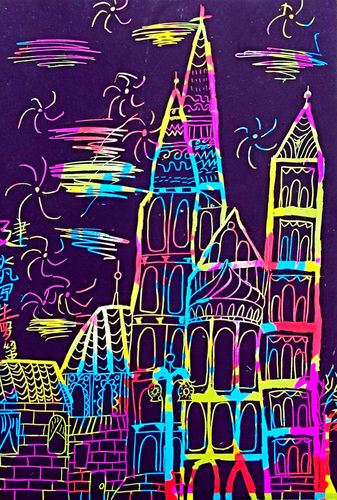 儿童国画班,周日下午《刮画:建筑写生》硬笔书法诗一首--来自跟我学