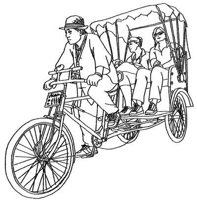 黄包车简笔画涂色