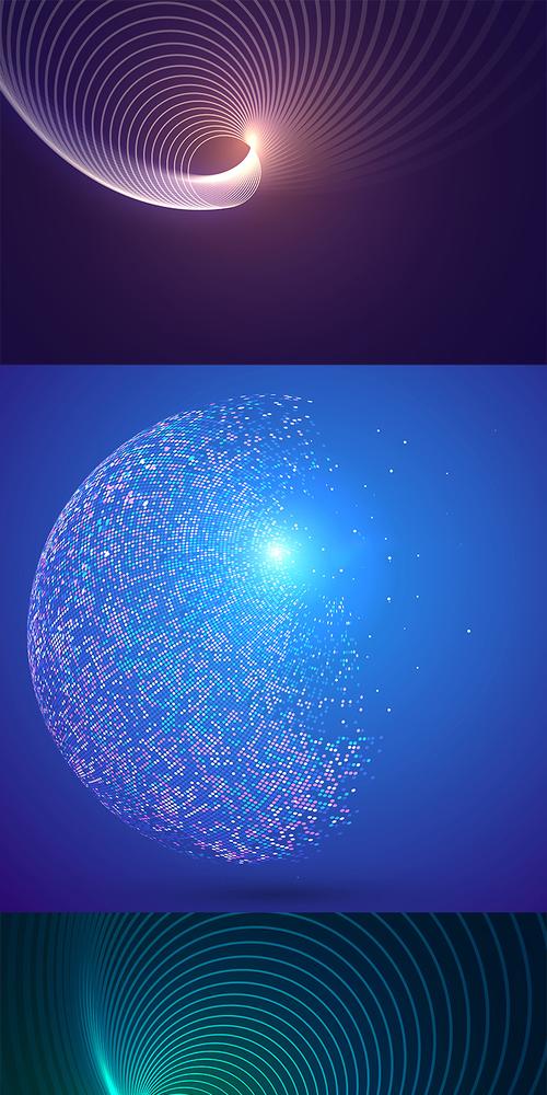 科技网络线条圆环光效互联网粒子抽象球体元素ai矢量背景素材s191