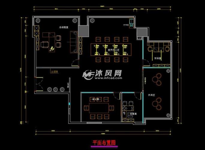网红办公室cad施工图效果图