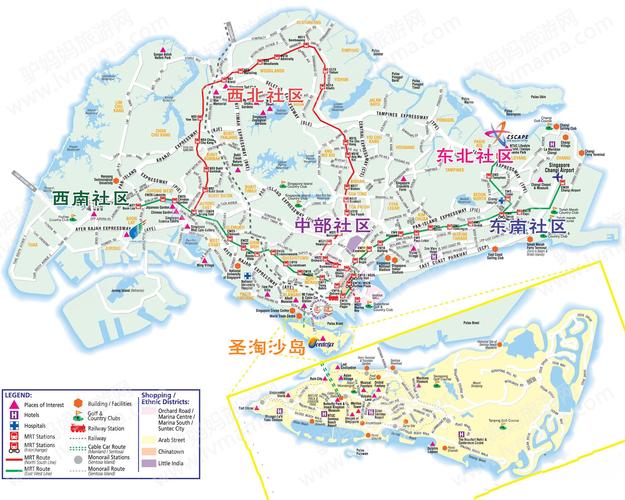 新加坡区域划分地图@攻略频道