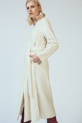 immi 双面呢侧开衩珍珠大衣