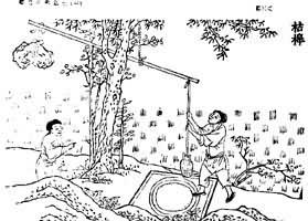 如桔槔,辘轳,翻车, 筒车, 戽斗,刮车等. /p>