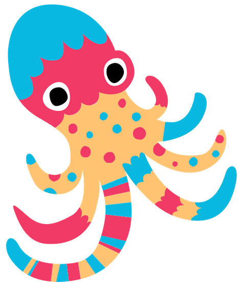 动物彩绘拼贴卡通插画章鱼