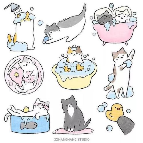 简笔画可爱小猫咪,画画素材