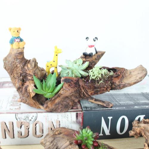 新品天然纯手工制作根雕多肉花盆 树根根艺花盆家居工艺品摆件
