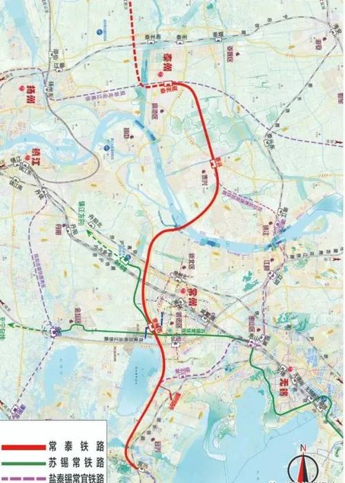 设置常州西站,终于盐泰锡常宜铁路闸口线路所(常州境内)*常州至泰州铁