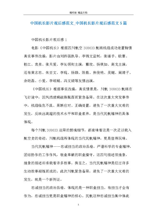 中国机长影片观后感范文_中国机长影片观后感范文5篇.