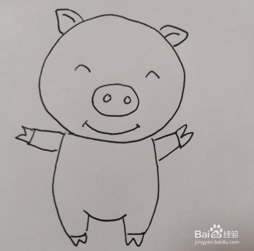 宝宝简笔画快乐的小猪.