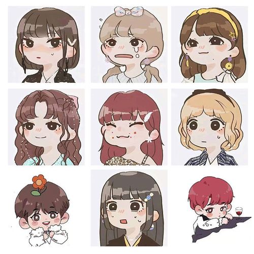 时代少年团q版女装卡通头像diy数字油画搞怪tnt可爱女