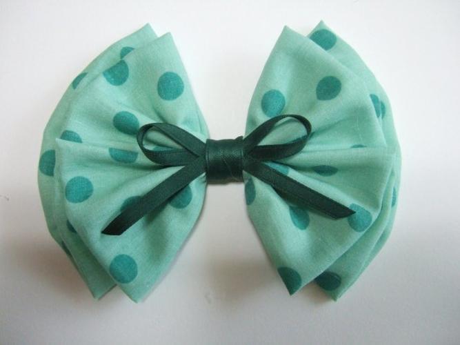 波西米亚风圆点镶钻蝴蝶结发夹diy手工制作教程