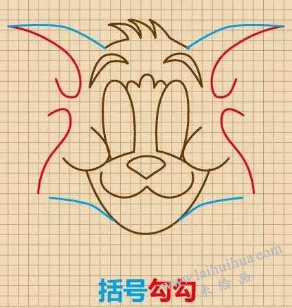 汤姆猫(tom)简笔画画法步骤