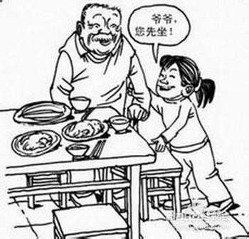 礼仪进餐简笔画