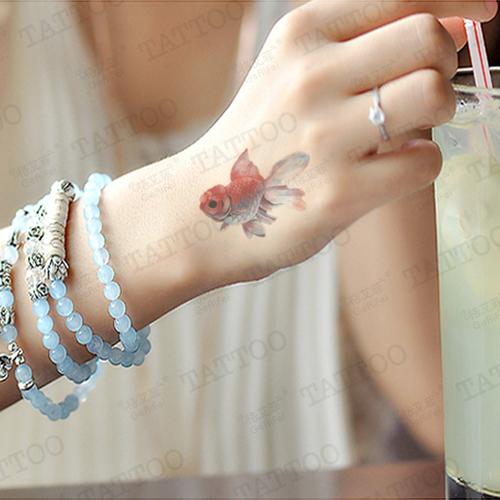 格艾菲纹身贴 金鱼纹身贴防水女小清新贴纸个性创意刺青仿真持久