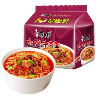 康师傅方便面麻辣牛肉面袋面泡面五连包休闲零食1212元