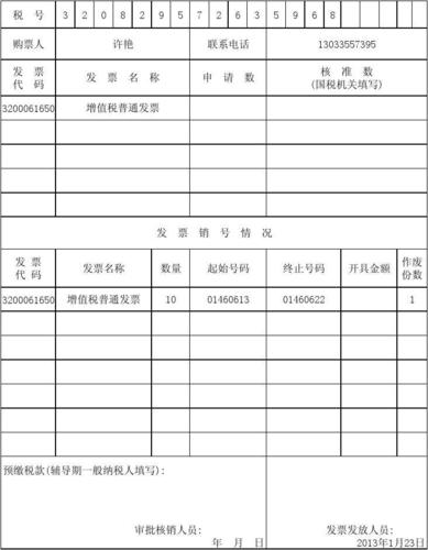 增值税专用发票购领申请表