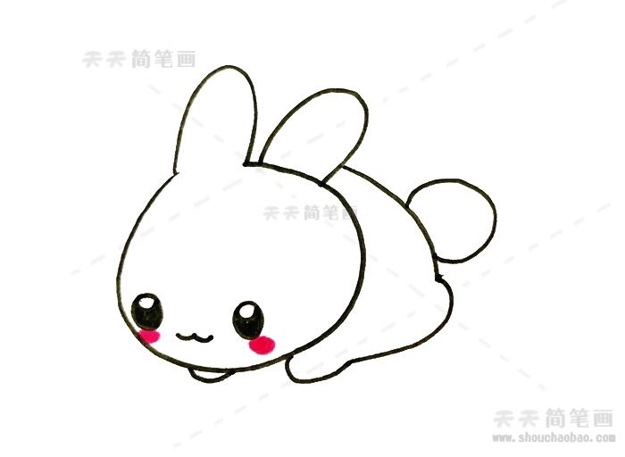 兔子简笔画怎么画一只步骤教程,教你画趴着的小兔子简