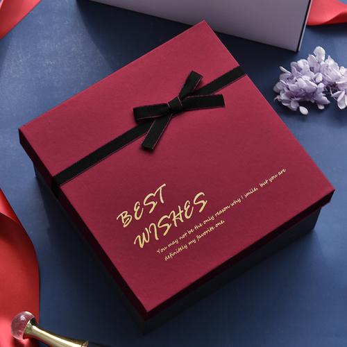 红色礼盒包装盒正方形小号礼品盒空盒子送男友女生生日礼品礼物盒