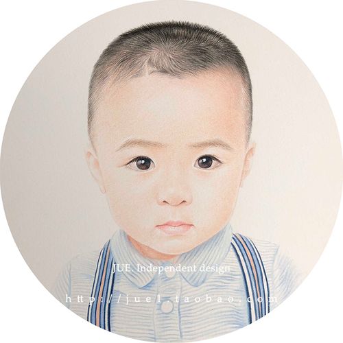 蕨jue 儿童肖像画像定制 手绘彩铅素描 人物真人照片头像