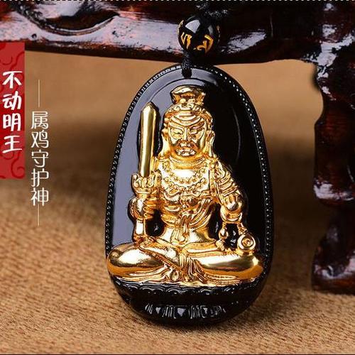 供应 镀金黑曜石 属鸡守护神 吊坠