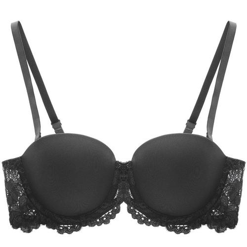 suntek半罩杯聚拢文胸小胸性感内衣女bra厚款蕾丝深v细带12杯胸罩光面