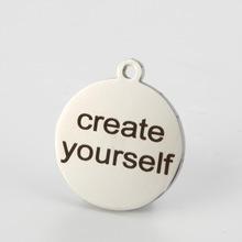 diy字母配件 英文刻字 create yourself 饰品吊坠 19mm