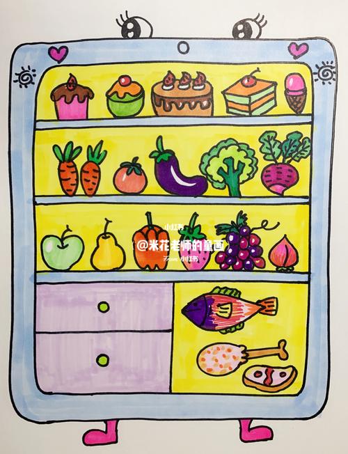 冰箱冷藏绘画#水果简笔画#食物简笔画_简笔画_绘画_文化_绘画