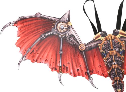 跨境货源现货万圣节狂欢节可折叠无纺布印花蒸汽朋克龙翅膀