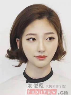 韩式偏分发型 圆脸必备