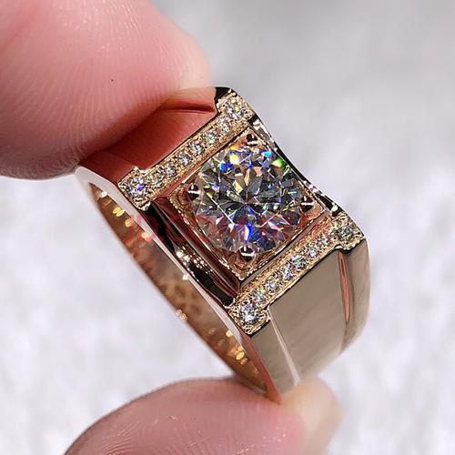 1-2克拉钻石戒指白金男士钻戒 光面喷砂 18k金30分【图片 价格 品牌