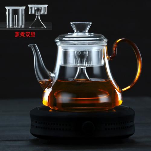 纳丽雅naliya耐高温玻璃蒸茶壶煮茶器养生黑白茶蒸茶壶家用泡茶专用电