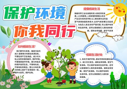 觅知网 小报 小学生手抄报 浅蓝色卡通保护环境你我同行小报手抄报.