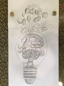 水溢楼 创意儿童画 创意素描 灯泡创意 学生作品 小学生绘画作品 儿童