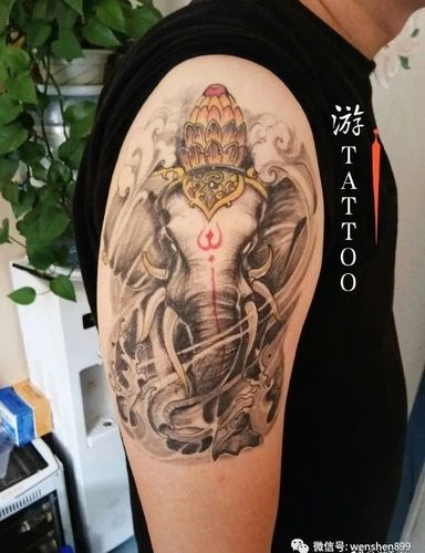 象神纹身图案 胳膊纹身图案 象神纹身素材