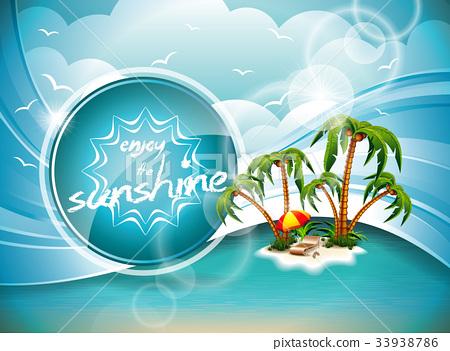 插图素材: vector summer holiday flyer design with palm trees