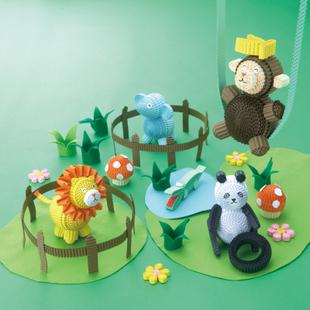 日本正品kururu 动物园系列 儿童纸手工 幼儿益智创意小制作 新品上架
