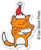 穿, 屠夫, 狐狸, , 醒来, 友好, santa帽子, 卡通漫画