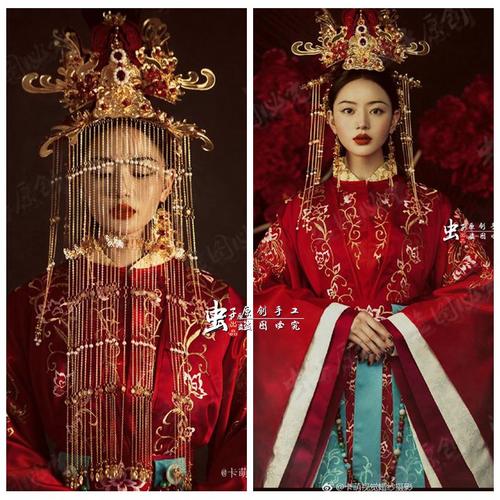 虫子出品新娘卡萌汉服夸张面帘大凤冠战国头饰牧云记中式国风1390_7折