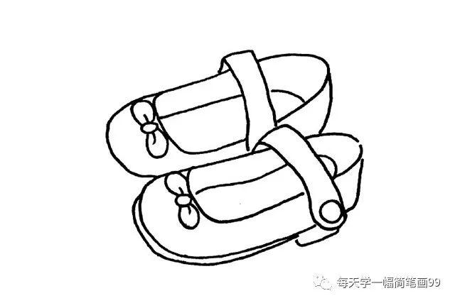 每天学一幅简笔画-一组鞋子的线描简笔画图片素材