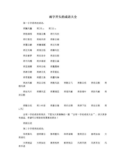 雨字开头的成语大全.docx 5页