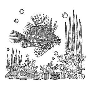 狮子鱼白描临摹书籍插画